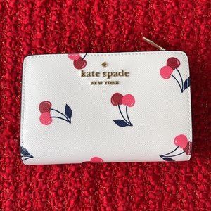 Kate Spade Staci Dancing Cherries Printed Medium Compact Bifold Wallet